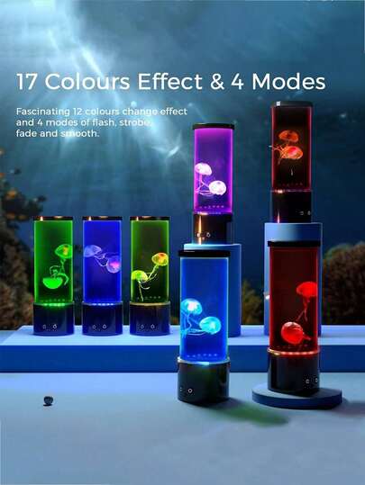1 chiếc đèn dung nham hình sứa LED đổi màu mới, đèn ngủ điện tử hình đại dương cho bể cá, đèn LED hình sứa đổi màu RGB tạo không khí ấm cúng, chạy bằng USB/pin (không bao gồm pin), thích hợp trang trí phòng khách, nhà cửa, phòng ngủ, phòng chơi game, quà tặng sinh nhật, ngày lễ cho gia đình và bạn bè.
