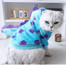 恐龙尾巴造型可爱加厚法兰绒宠物外套，带帽毛绒冬装 - 彩色 - 查看 8