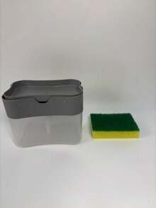 1个装洗洁精分配器，适用于厨房水槽，不含乳胶的塑料材质，独立式按压分配器，带海绵架和赠送海绵，台面水槽收纳架，轻松洗碗，居家厨房必备 - 多色 - 查看 10