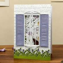 创意猫咪、草坪和窗框模具，DIY剪贴簿相册和压花模板，贺卡制作工具，卡片纸切割工艺品，礼品卡制作模板模切。 - 銀色 - 查看 2