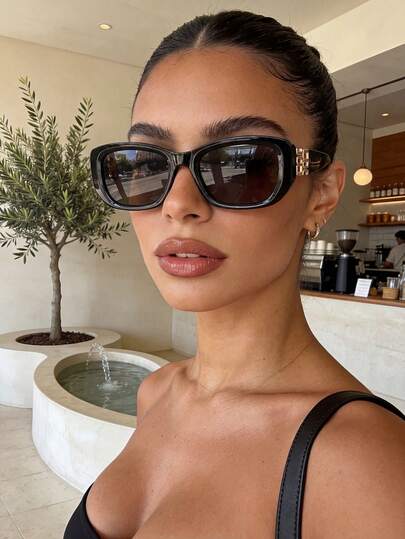 Retro Rectangular Plastic Black Sunglasses, Classic Design For Outdoor Travel, Beach, Casual Wear, Summer Sun Protection, Driving, UV Protection Unisex Sunglasses