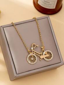 1pc Bicycle Vintage Casual Fashion Versatile Women Pendant Necklace - Multicolor - View 3