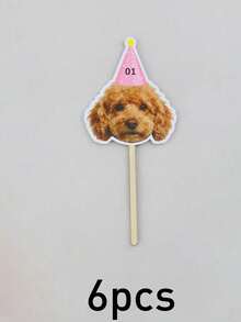 Custom Photo Cupcake Toppers, Birthday Cakes And Party Decor, Personalized Face And Age Cake Picks For Dessert Tables, Customized Celebration Cake Decorations For Family Moments And Friend Gatherings, Customizable Name And Number Design, Pet Picture - Style a - View 24