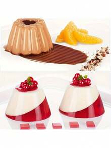 1/4 布丁慕斯蛋糕模具套装 - ABS塑料烘焙工具，适用于果冻、蛋奶冻、奶油布丁和巧克力甜点 - 彩色 - 查看 5