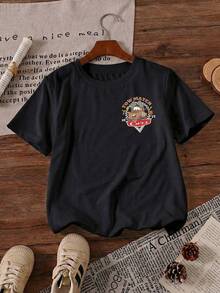 Disney Cars Tow Mater Route Checkered Flag Printed Pattern T-Shirts For Girls - Children's Clothing Design Short-Sleeved Casual And Cute Style Comfortable And Casual Wear All Year Round Suitable For Parties And Play Machine Washable Gift Children's Clothing Girls' Short-Sleeved Shirts - màu đen - Xem 3