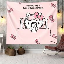 SANRIO 1件Hello Kitty粉色豹纹涤纶纤维2D挂毯，适用于卧室、客厅、家居装饰，时尚礼品 - 彩色 - 查看 3