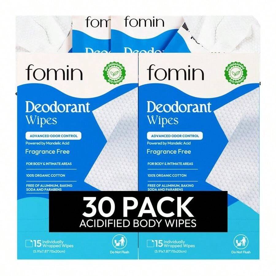 Acidified Travel Deodorant Wipes Women Men - 30 Count - Fragrance - PH Balanced, Deodorant Travel Size Wipe - Plastic - Free, Individually Wrapped Underarm Body Wipes - 2隻粉色貓 - 查看 1
