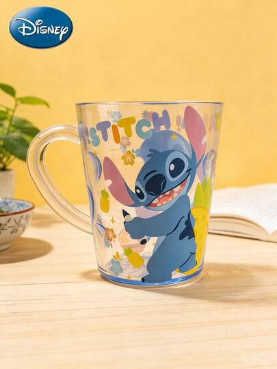 Disney 360毫升官方史迪奇水杯，防摔透明水晶ABS材质，可用作牙刷杯、漱口杯、办公室牛奶咖啡茶杯，情侣生日情人节礼物，最佳家居装饰之选