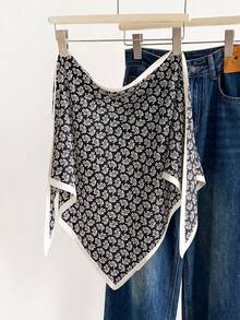 1pc Fashionable Cashew Flower Vibe Triangle Scarf, Suitable For Daily, Office, And Vacation Occasions - White - View 10