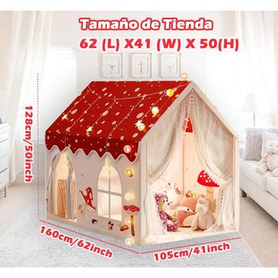 ¡RecomendadoRisom Casa de Campaña para Niñas, Castillo Casita con Luz Estrella y Banderines, Tienda de Princesa, Carpa Juego Infantil Casita Regalos de Juguete para Niños 3-8 niños 160x105x128cm/62x41x50 Inches¡Top de Temporada