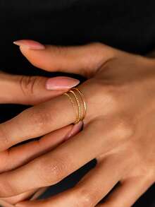 S925 Sterling Silver Stackable Rings For Women Non Tarnish Open Adjustable Thin Thumb Rings 18K Gold Plated Stacking Cubic Zirconia Knuckle Pinky Ring Set Dainty Statement Promise Wedding Band Ring - Gold - View 3