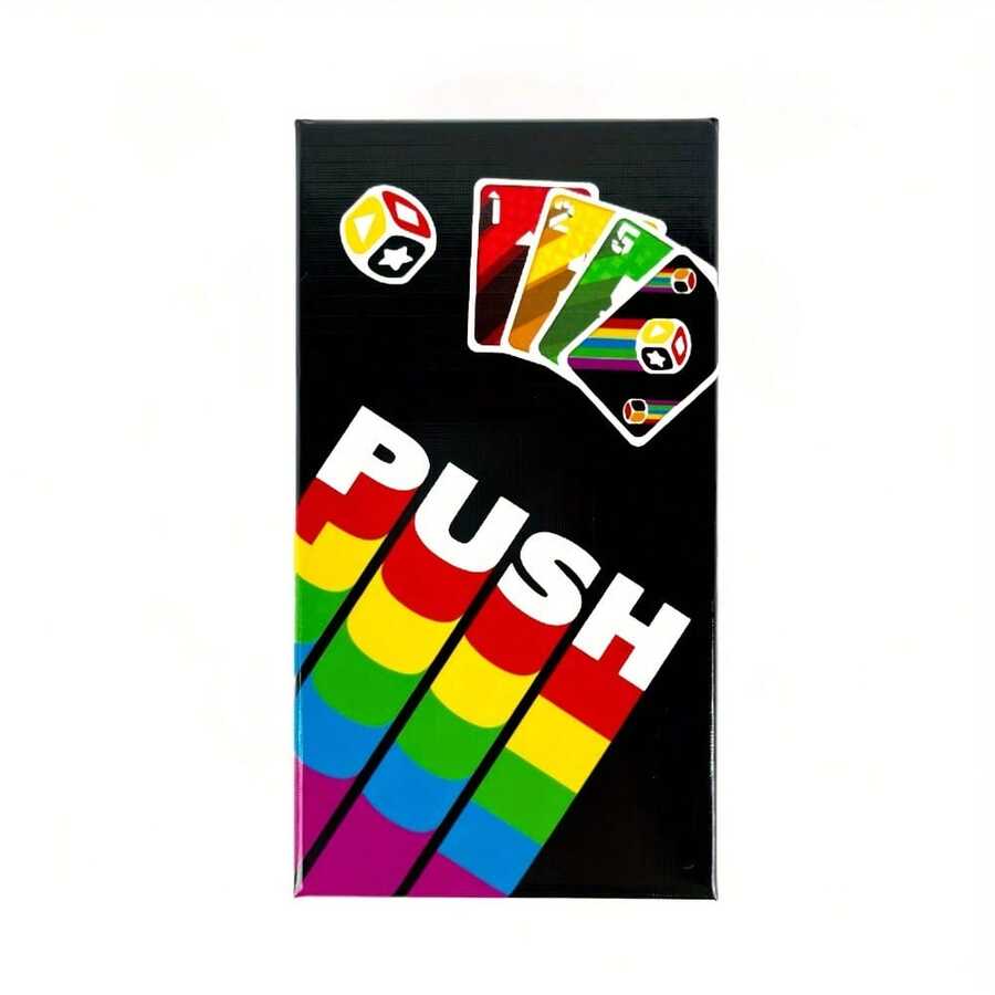 1 Set PUSH! Fast-Paced Family Card Game - Hilarious Luck-Based Party Game For Adults, Quick Strategy & Action Cards, Family Game Night & Group Party Game, Competitive Fun (Easy To Learn, Cardboard Components) - Multicolor - View 1