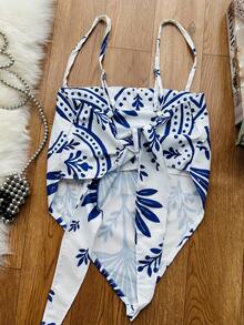 JING MODAS Crepe Fabric Set Consisting Of A Cropped Top And Shorts With Lining. - Novo Azul - View 5