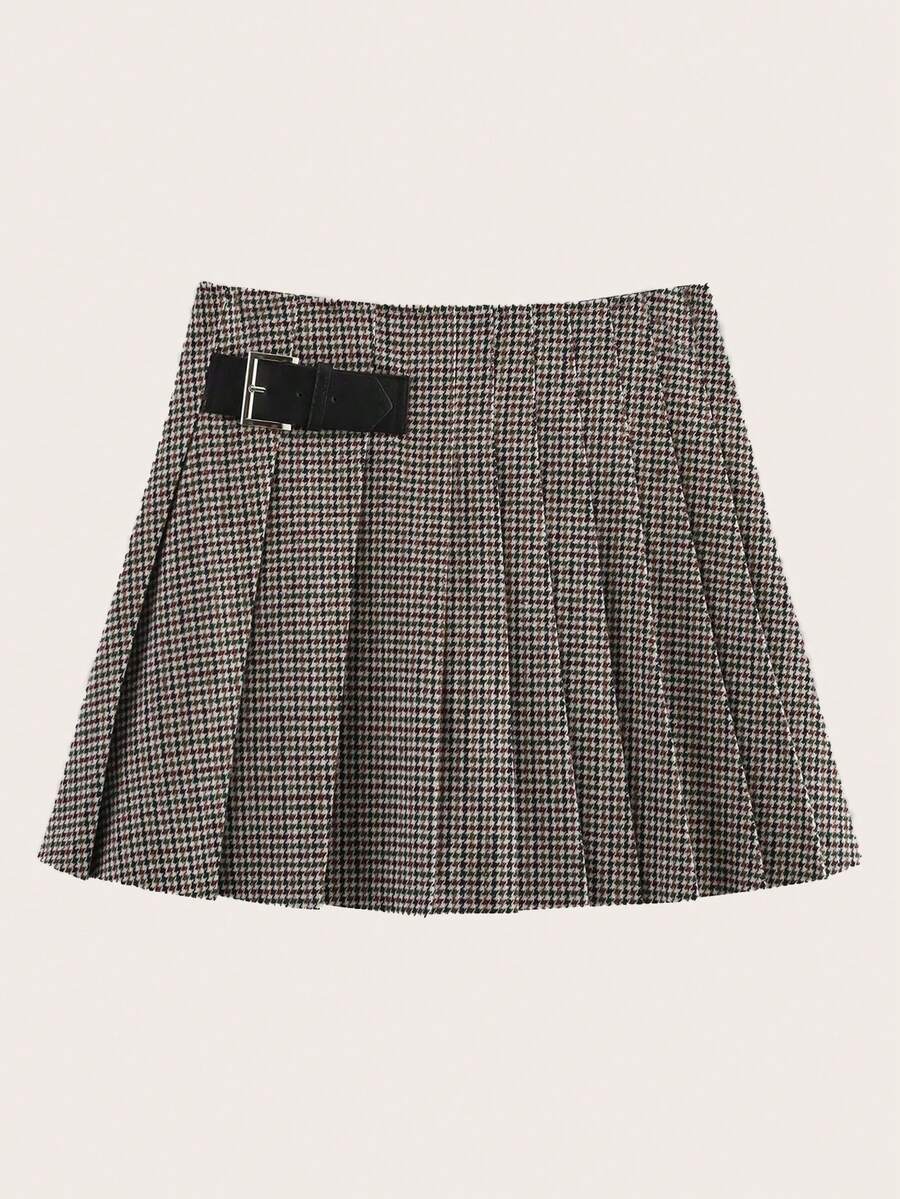 Chân váy xếp ly kẻ caro kiểu dáng thường ngày, thích hợp cho mùa xuân và mùa thu. - Nhiều màu - Xem 1