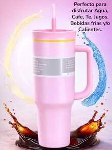 Termo Vaso Térmico Premium RR-39, de Acero Inoxidable 40 oz / 1200 ml con Asa Ergonómica, Popote Reutilizable y Tapa 3 en 1 – Doble Pared Aislante, Libre de BPA, Ideal para Bebidas Frías y Calientes, Disponible en 10 Colores Modernos para Uso Diario. - Morado - Ver 8