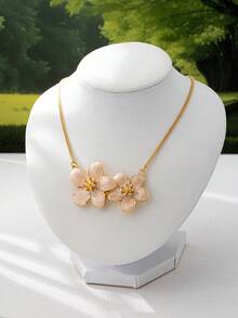 1 pieza Collar de flor de metal con efecto de goteo versátil y de moda, adecuado para la playa, citas, y uso en verano - color claro - Ver 4