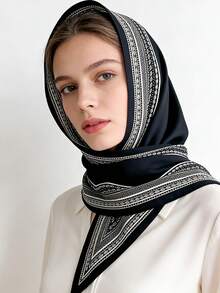 1条法式复古百搭腰果花三角围巾，适合日常办公、度假、送礼。 - 白色 - 查看 4