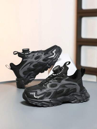 1 par de zapatos casuales cómodos, de moda y versátiles para niños, con diseño de malla transpirable y ligero para campus, deportes y correr, ideales para primavera/verano