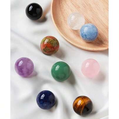 10pcs Natural Crystal Balls, Suitable For Home Decor, Ornaments, Fish Tank Decorations, Gift For Family And Friends