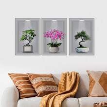 3pcs 2D Flat Pattern Flower Wall Stickers | Self-Adhesive 3 Sheets Print Wall Sticker Poster, Suitable For Living Rooms, Bedrooms, Kitchens, Bathrooms, And Other Home Decorations, Made Of Plastic, Contemporary Style - A - View 6