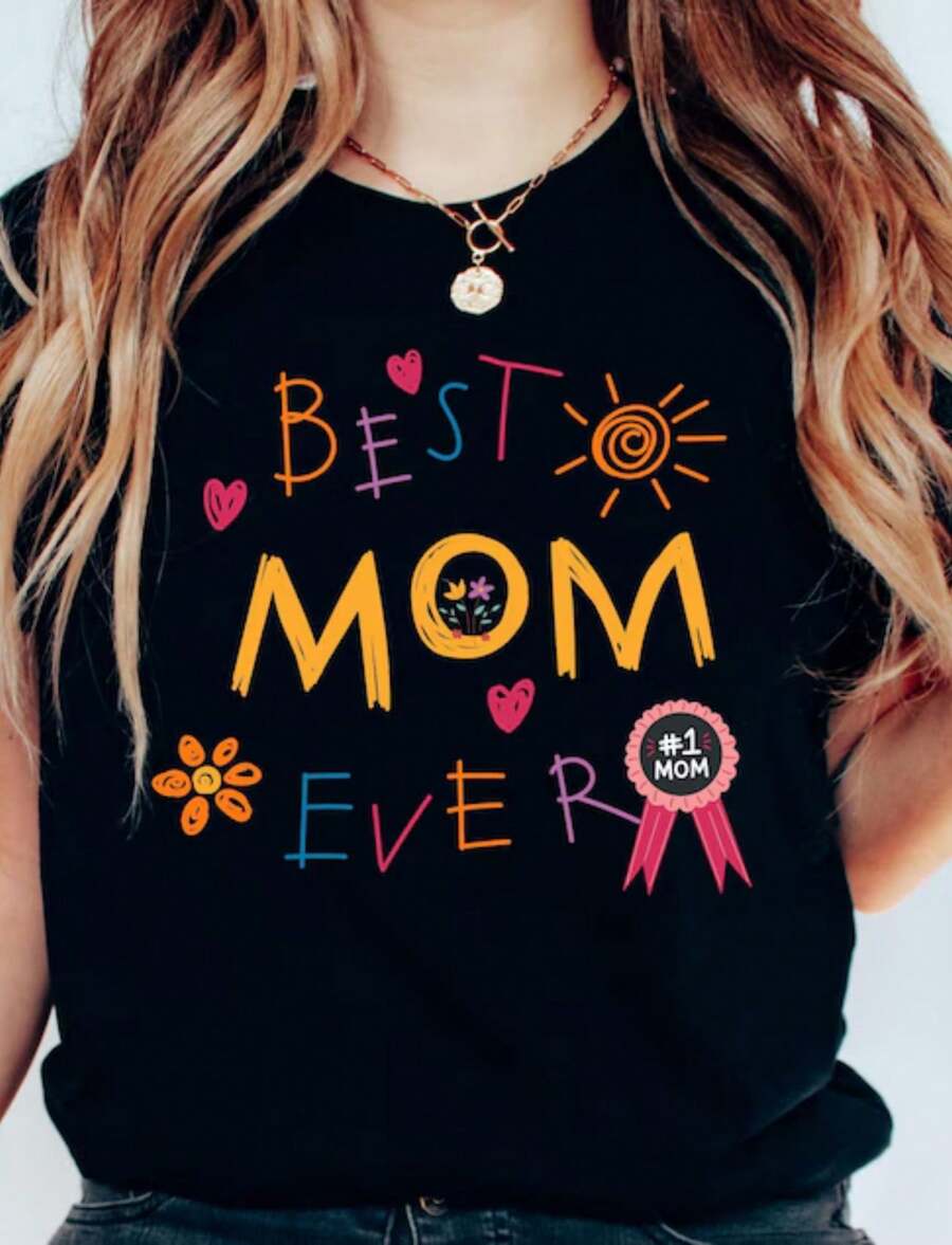 Best Mom Ever Shirt, Funny Mom Shirt, Cute Mama Shirt, Vintage Mother Tee, Mothers Day Shirt, Mother's Day Shirt, Mom Shirt - màu đen - Xem 1