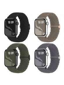 4条编织弹力单环表带，适用于38mm、40mm、41mm、42mm、44mm、45mm、46mm、49mm表盘尺寸，彩色实用尼龙弹力表带，兼容 Ultra 2、SE、11、10、9、8、7、6、5、4、3、2、1，适合作为学生返校礼物 - 46毫米 - 查看 18