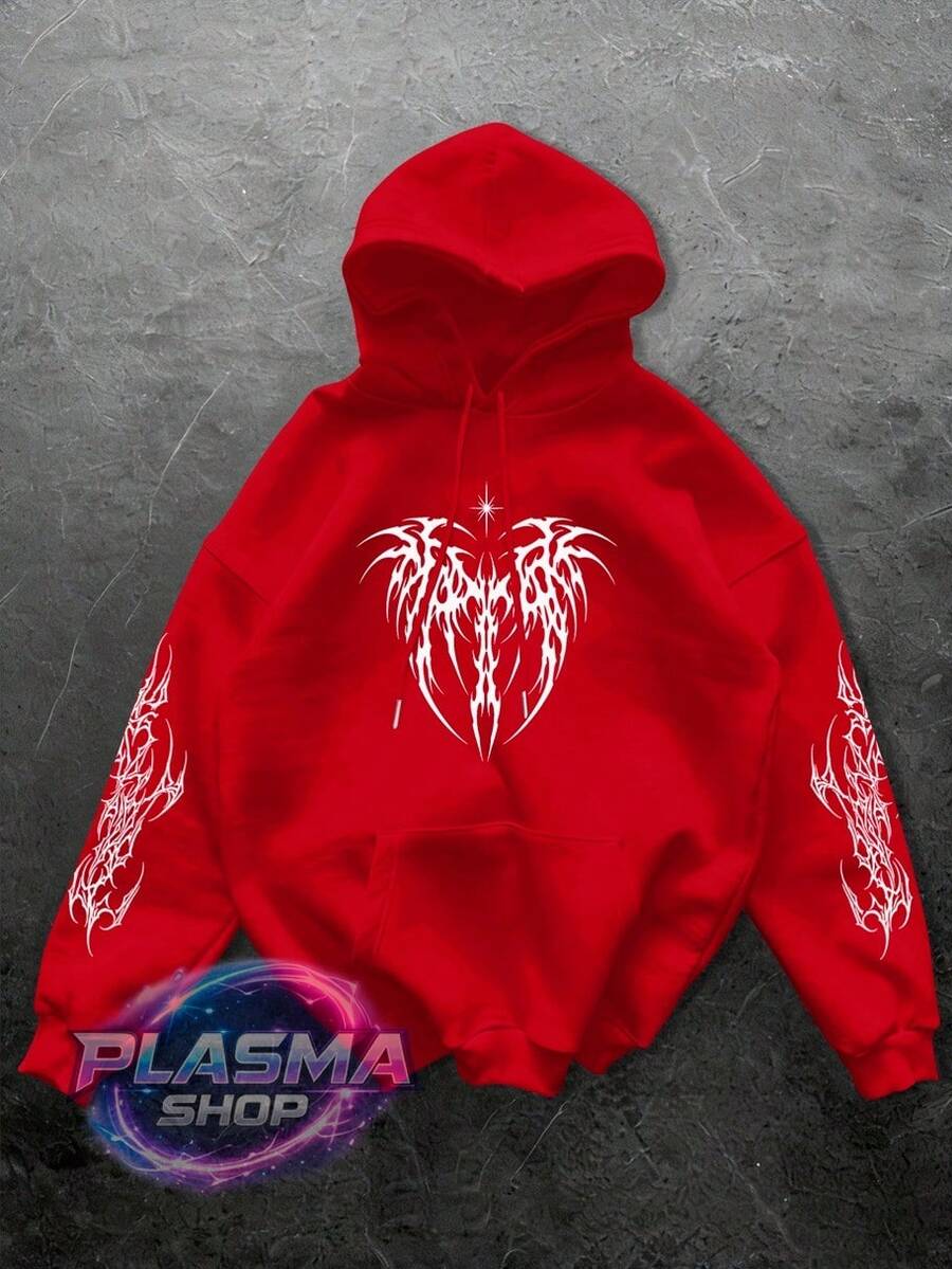Comfortable Basic Sweatshirt For Everyday Wear Gothic Art Streetwear Urban Culture Street Fashion Street Graffiti Skater Skateboarding Unisex Men's Women's Sweatshirt 50% Cotton 50% Polyester Top Premium Streetwear New Release Immediate Shipping Various Colors!! - 紅色 - 查看 1