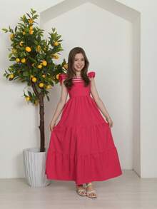 Elegant Girl's Dress With Sianinha Trim. - 查看 1