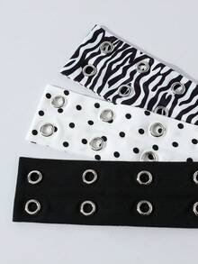 3条/套 时尚朋克风发带，哥特风女士发饰，柔软防滑弹力镂空斑马纹波点图案，适合海滩、度假、瑜伽、日常佩戴的时尚发带 - 三件式斑馬紋+波點+純色 - 查看 4