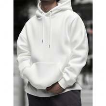 Solid Color Sweatshirt Men's Hoodie Women's Simple Casual Solid Color Pullover Hooded Long Sleeve Hoodie With Drawstring Oversize Fall Clothes Winter Clothes Lover's Gift Valentine's Day Gift - 白色 - 查看 6