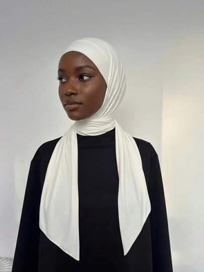 1pc Women's Instant Classic Solid Color Hijab Scarf, Triangle Style Neck Scarf With Adjustable Versatile Turban Design, Soft Comfortable Viscose Fabric Suitable For Daily Wear, Sports, Yoga