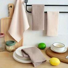 4 piezas Juego de paños a cuadros modernos de estilo waffle - Solo lavar a mano, toalla de cocina cuadrada con ojal para colgar, de unicolor y alta absorbencia, adecuado para platos y encimeras, surtido - Multicolor - Ver 6