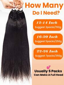 3 gói 150g Tóc nối thẳng Yaki nhẹ, không thắt nút, kiểu móc sợi, 100% tóc thật Remy, tóc móc sợi Yaki cho kiểu tết Boho không thắt nút, thân thiện với người mới bắt đầu. - Natural Black - Xem 3