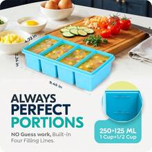 Silicone Freezer Trays With Lids, 2 Cup 1 Cup Soup Container Style Ice Cube Trays, Easily Prepare Portioned Meals, Great For Storing Soups And Other Dishes, Dishwasher, Oven - 棕色 - 查看 2