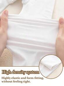 1条全新舒适纯白高弹力女士打底裤，天鹅绒面料，适合商务、办公和日常通勤，春秋季穿着。 - 白色 - 查看 6