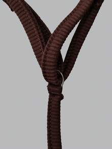 女士夏季休闲运动风吊带修身开衩迷你连衣裙，黄色+棕色套装 - 黃色+棕色 - 查看 8