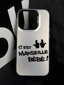 The New Series Of Creative And Fashionable IMD Laser Phone Cases ,Marseille Inspired French Slogan And Hand Gesture Patterns, Classic Hybrid Phone Cases With Shock Resistance And Anti Slip, Compatible With Iphone 17/17Air/17Pro/17ProMax, 16/16Plus/16ProMax, 15.14, 13, 12, 11 Series, Galaxy S22, S23, S24, S25 PLUS ULTRA Series - Black - View 3