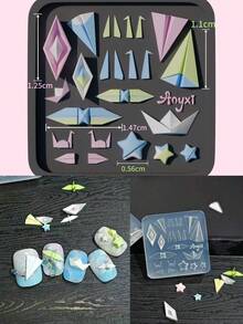 1pc Nail Art Mold, Origami Crane, Star, Airplane Shaped Transparent Silicone Nail Accessory Mold - Clear - View 5