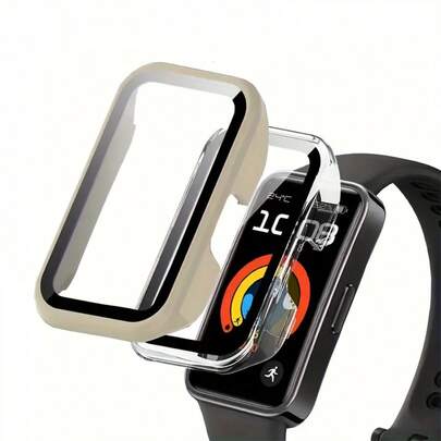 2pcs Protective Case And Screen Protector Compatible With Huawei Watch 10/9/8, Available In 4 Colors (Clear+Black/Pink+Clear/Ivory White+Clear/Clear+Clear). Scratch-Resistant , Suitable For Sports And Daily Use, Anti-Fingerprint, Smooth Touch, Long-Lasting Protection, Essential For Tech Enthusiasts. 0.33mm Ultra-Thin Protective Film With 9H Hardness, Scratch-Resistant, 2.5D Rounded Corners.