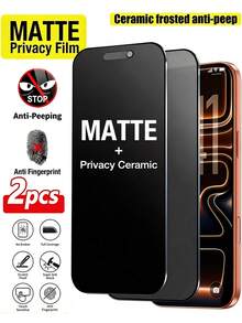 2片装 17 Pro Max 防窥磨砂屏幕保护膜 | TPU 软膜（非钢化玻璃或陶瓷膜），防刮防碎 | 隐私功能确保屏幕内容仅正面可见 | 防眩光防指纹涂层减少眼疲劳，保持屏幕清洁 - 黑色 - 查看 10