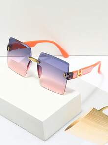 1件优雅金属镜架装饰配件，增添活力与精致感，无框方形设计修饰脸型，多种颜色可选 - 彩色 - 查看 6