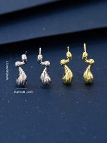 1对铜合金极简几何线条设计耳环（女士款） - EH1278 - 查看 4