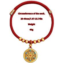 1pc Adjustable Nylon Braided Red Rope Pet Collar, Comes With Elegant Gift Box Packaging With Golden Jewelry, Suitable For Small To Medium Dogs And Cats - Multicolor - View 3