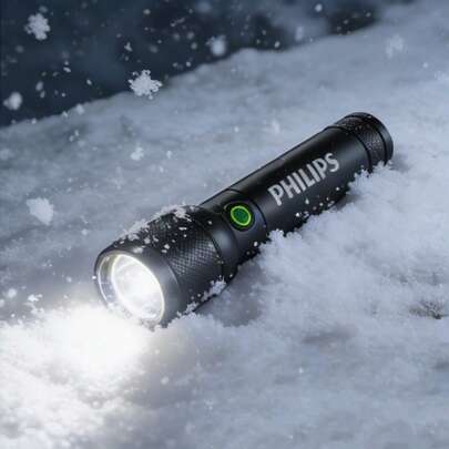PHILIPS 飞利浦手电筒，超亮持久，适用于户外和应急照明，智能电量指示器，手持式手电筒，可变焦远距离照明，应急闪光灯 - SFL6168