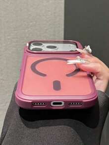 Luxury Lens Frame Magnetic Phone Case, Compatible With IPhone 17 Pro Max/17/16/15/14 Plus/13/12 Pro Max/11, Supports Wireless Charging, Shock-Resistant Armor Frame Transparent Protective Cover With Lens Glass - 酒紅色 - 查看 8