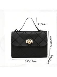 1pc Girl's Versatile Houndstooth Crossbody Bag, Luxury Mini Lock Closure, Minimalist Fashionable Lightweight Cosmetic Bag, Ideal Gift Choice - Multicolor - View 4