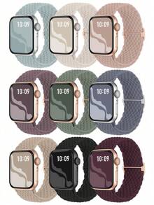 4条/套编织弹力单环表带，兼容38mm、40mm、41mm、42mm、44mm、45mm、46mm、49mm表盘，男女通用，色彩丰富，用途广泛，尼龙弹力表带，兼容 Ultra 2、SE、11、10、9、8、7、6、5、4、3、2、1系列，适合作为学生返校礼物 - 38/40/41mm - 查看 12