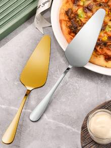1pc Stainless Steel Baking Spatula, Triangular Cheese Knife, Pie Cutter Blade With Serrated Edge Baking Tool, Cake Slicer, Icing Spatula, Suitable For Kitchen, Restaurant, Party, Dishwasher - Multicolor - View 3