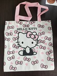 Sanrio 1 Set Bolso de lona con tema de Hello Kitty princesa - Bolso de lona duradero y billetera con lazo rosa y patrón de corazón, adecuado para fiesta/uso diario - Multicolor - Ver 8