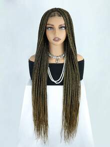 36-Inch Lace Braided Wig With Baby Hair, Synthetic Fiber Woven Lace Front Wig, Women Long Lace Braided Wig - Multicolor - View 11